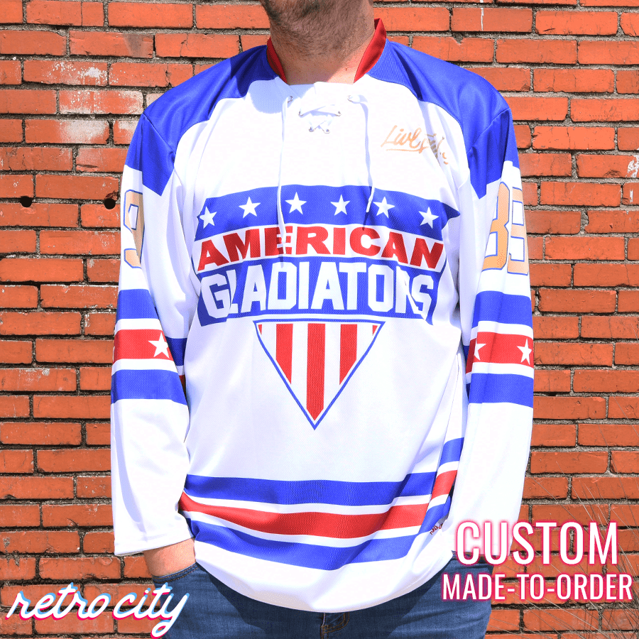 American Gladiators Lace-Up Hockey Sweater Jersey by Retro City Threads