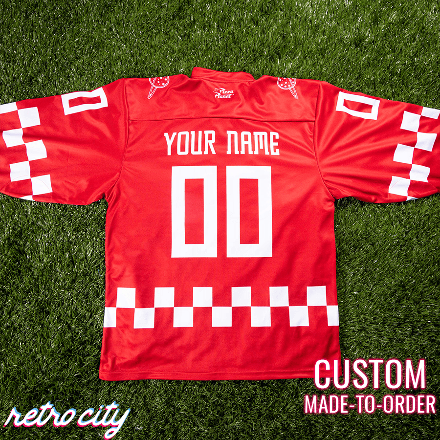 Pizza Planet Hockey Fan Jersey (Red) by Retro City Threads
