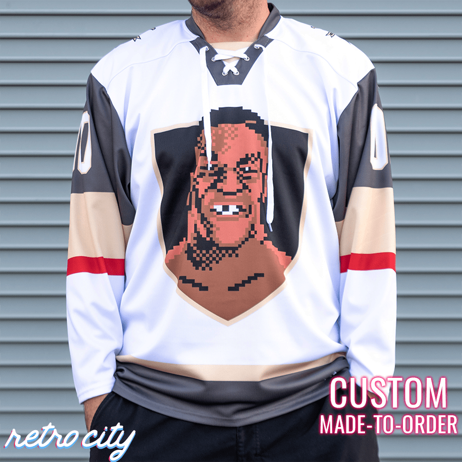 Las Vegas Golden Knighth Mike Tyson Punch Out Hockey Jersey by Retro City Threads