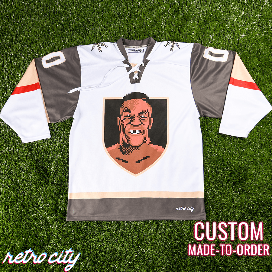 Las Vegas Golden Knighth Mike Tyson Punch Out Hockey Jersey by Retro City Threads