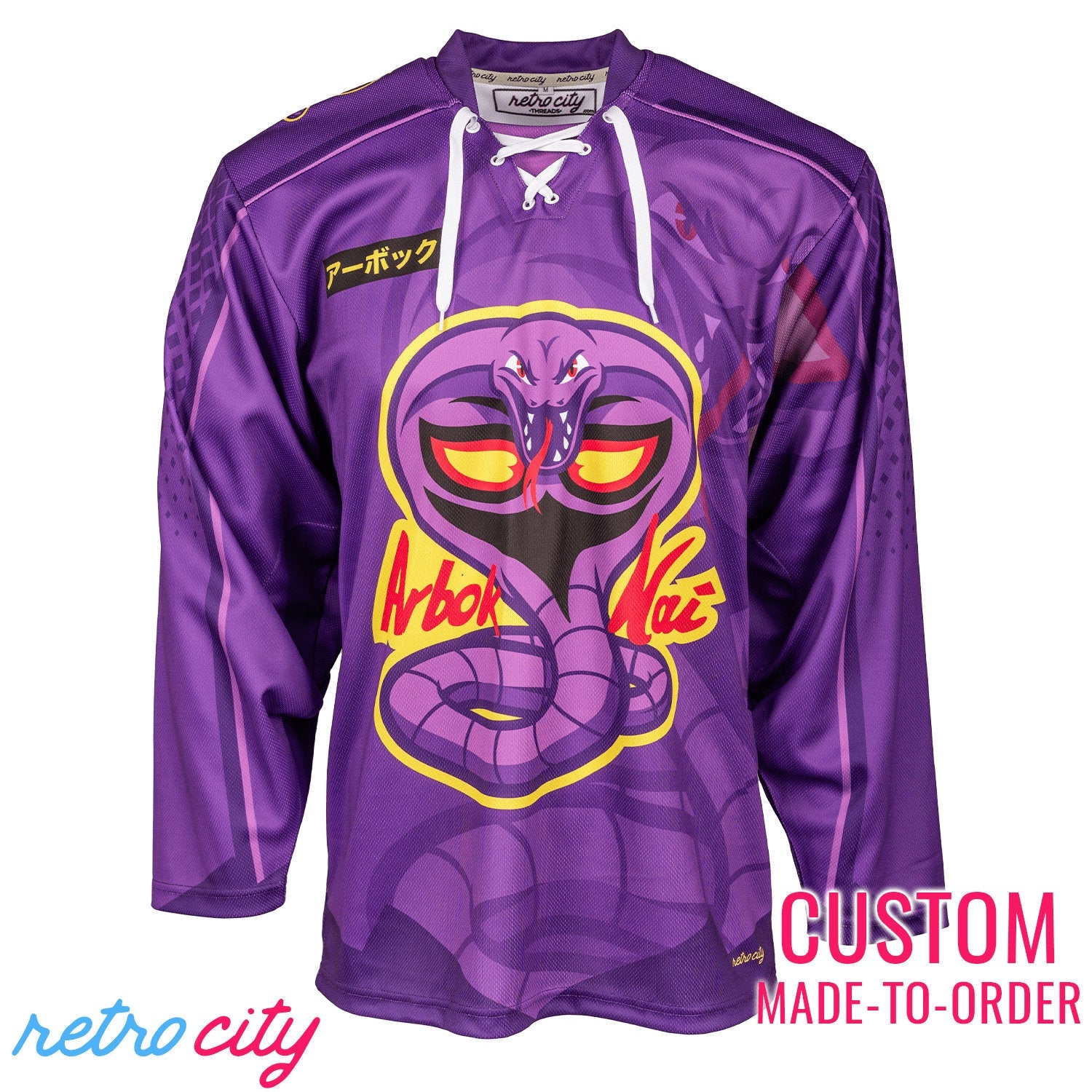 Arbok Kai PokéLeague Lace-Up Hockey Jersey Sweater by Retro City Threads