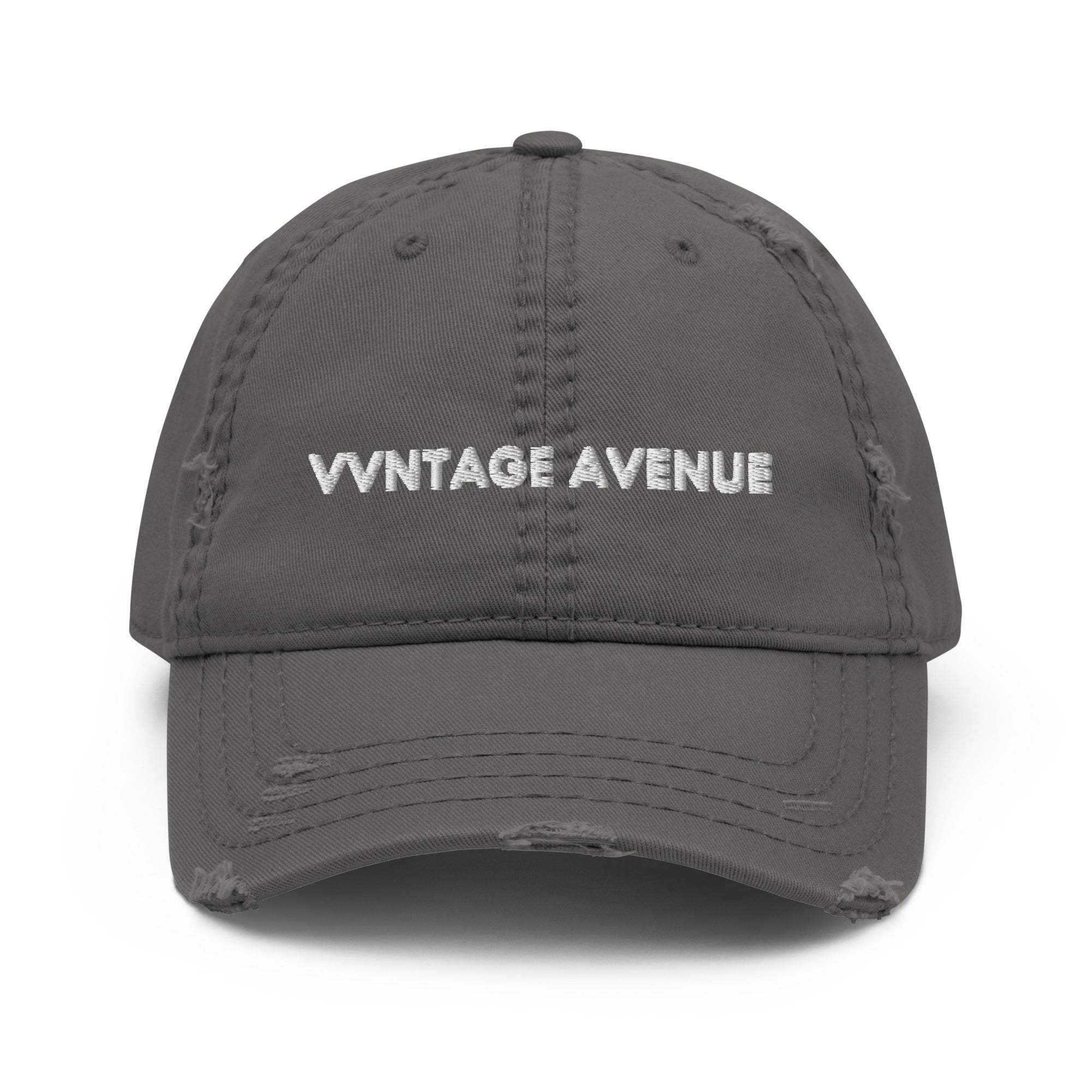 VVNTAGE Distressed Dad Hat (White Print) - VVNTAGE AVENUE
