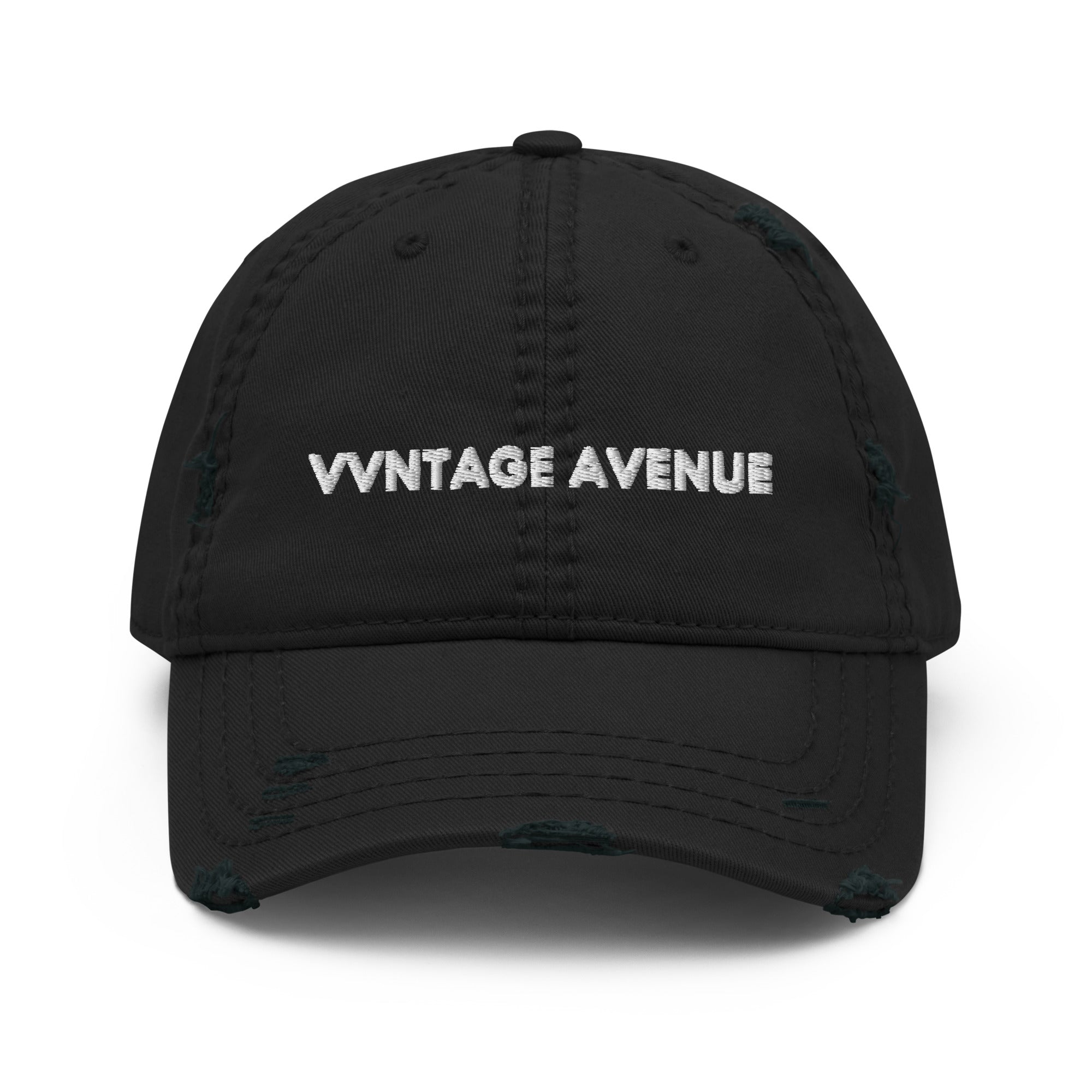VVNTAGE Distressed Dad Hat (White Print) - VVNTAGE AVENUE