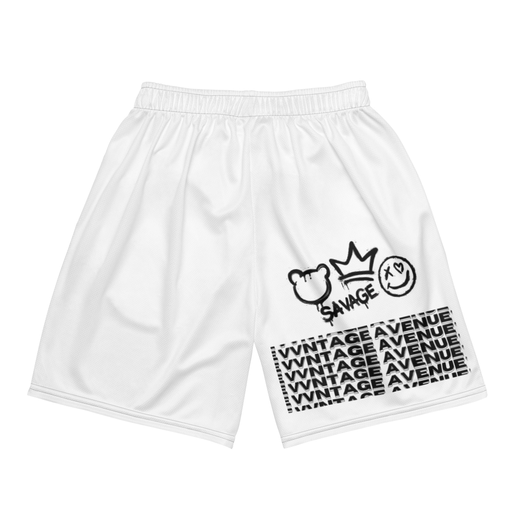 VVNTAGE Solid Mesh Shorts (White) - VVNTAGE AVENUE